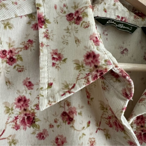 Vintage Tall Corduroy Eddie Bauer Button front shirt large Fits 12/14 Floral - Picture 5 of 15